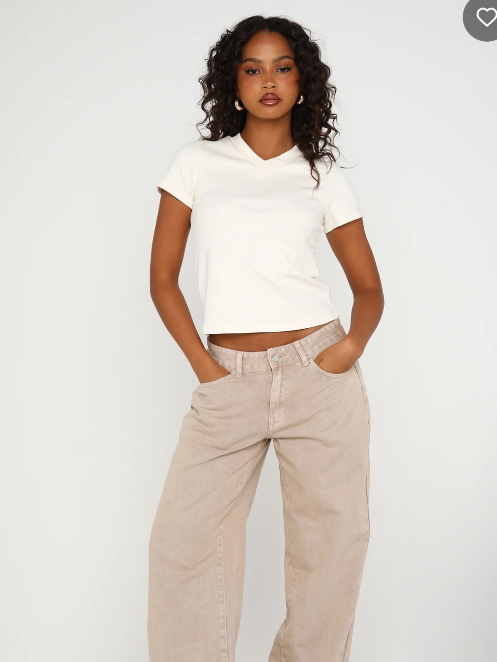 White Fox On The Hunt V Neck Top